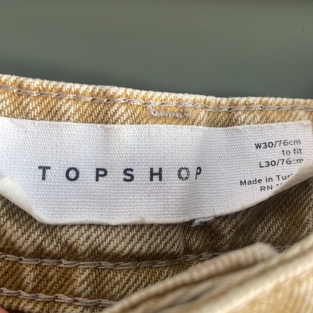 Topshop High-Rise Cropped Zippered Khaki Cargo Jeans in Women’s Size 30 - Picture 3 of 8